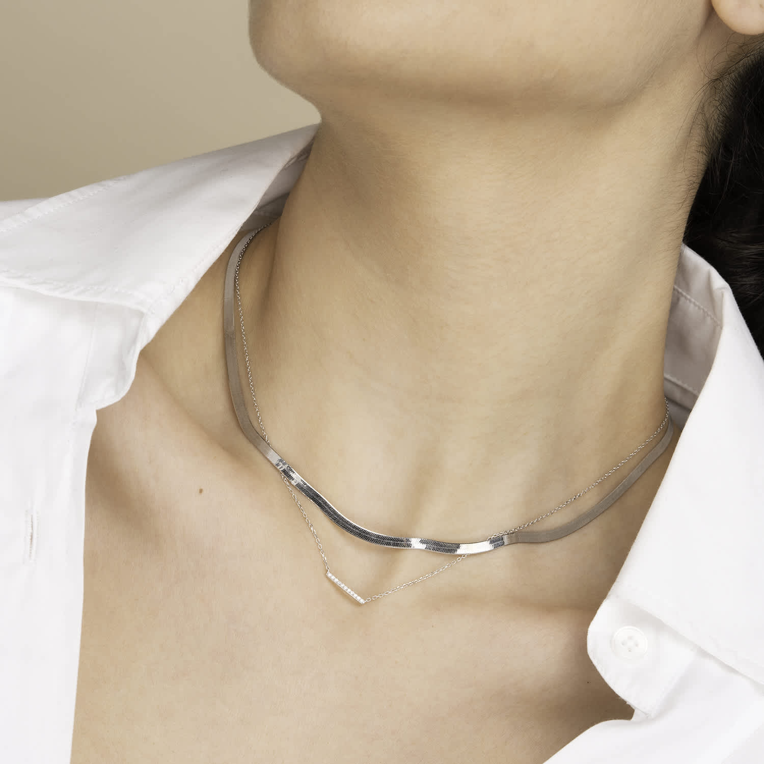 Diamond Bar Necklace Diamond Line Bar Necklace -3