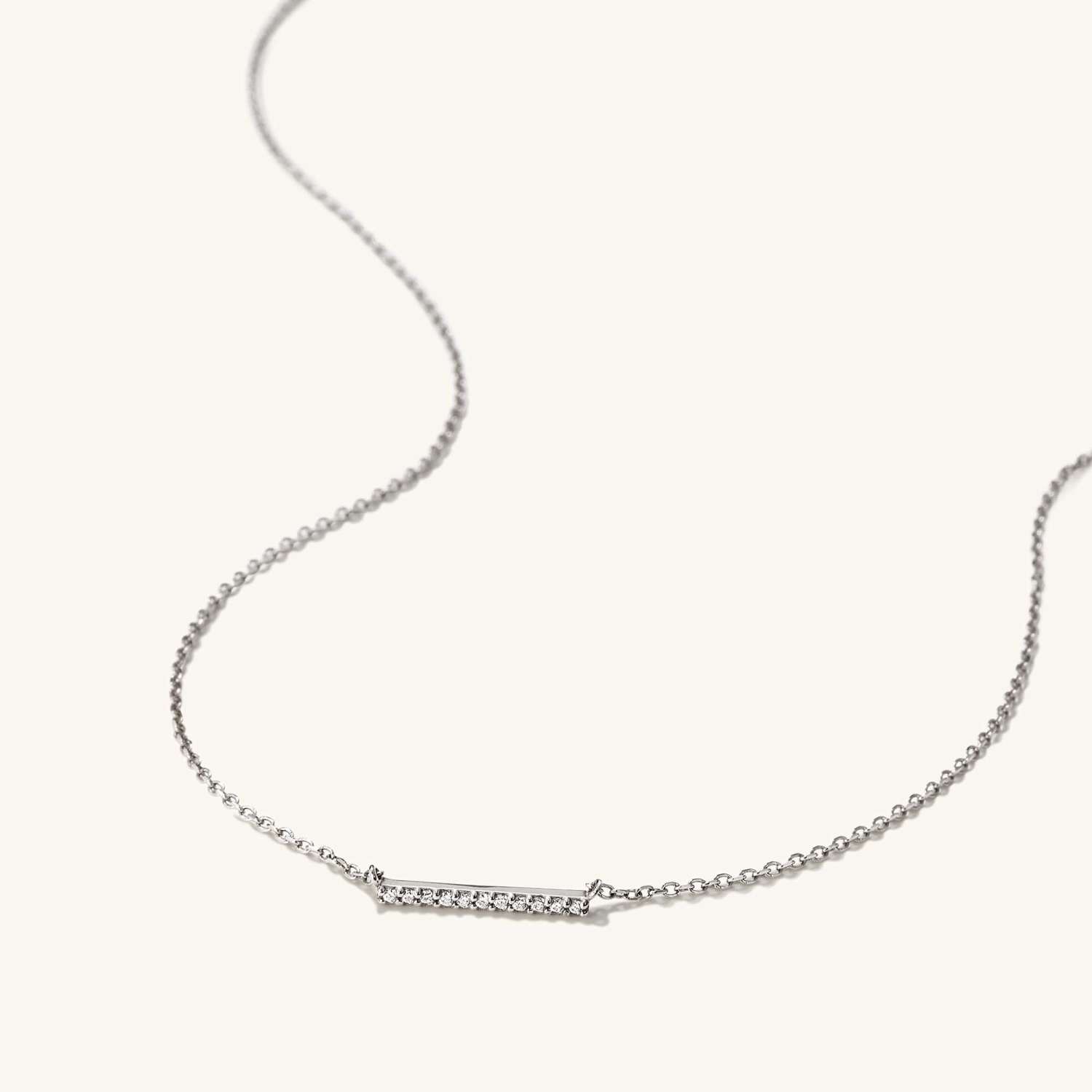Diamond Bar Necklace Diamond Line Bar Necklace -2