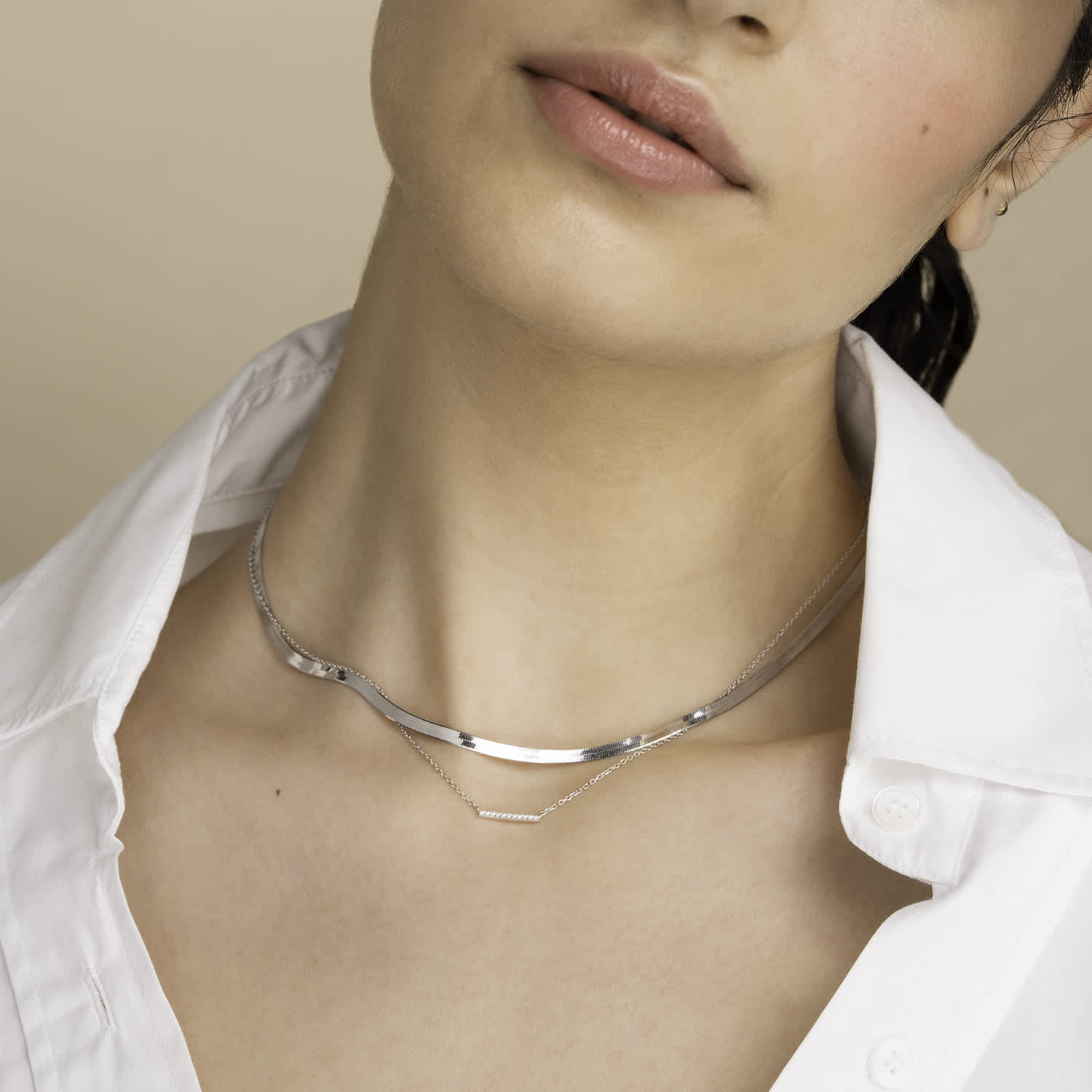 Diamond Bar Necklace Diamond Line Bar Necklace -1