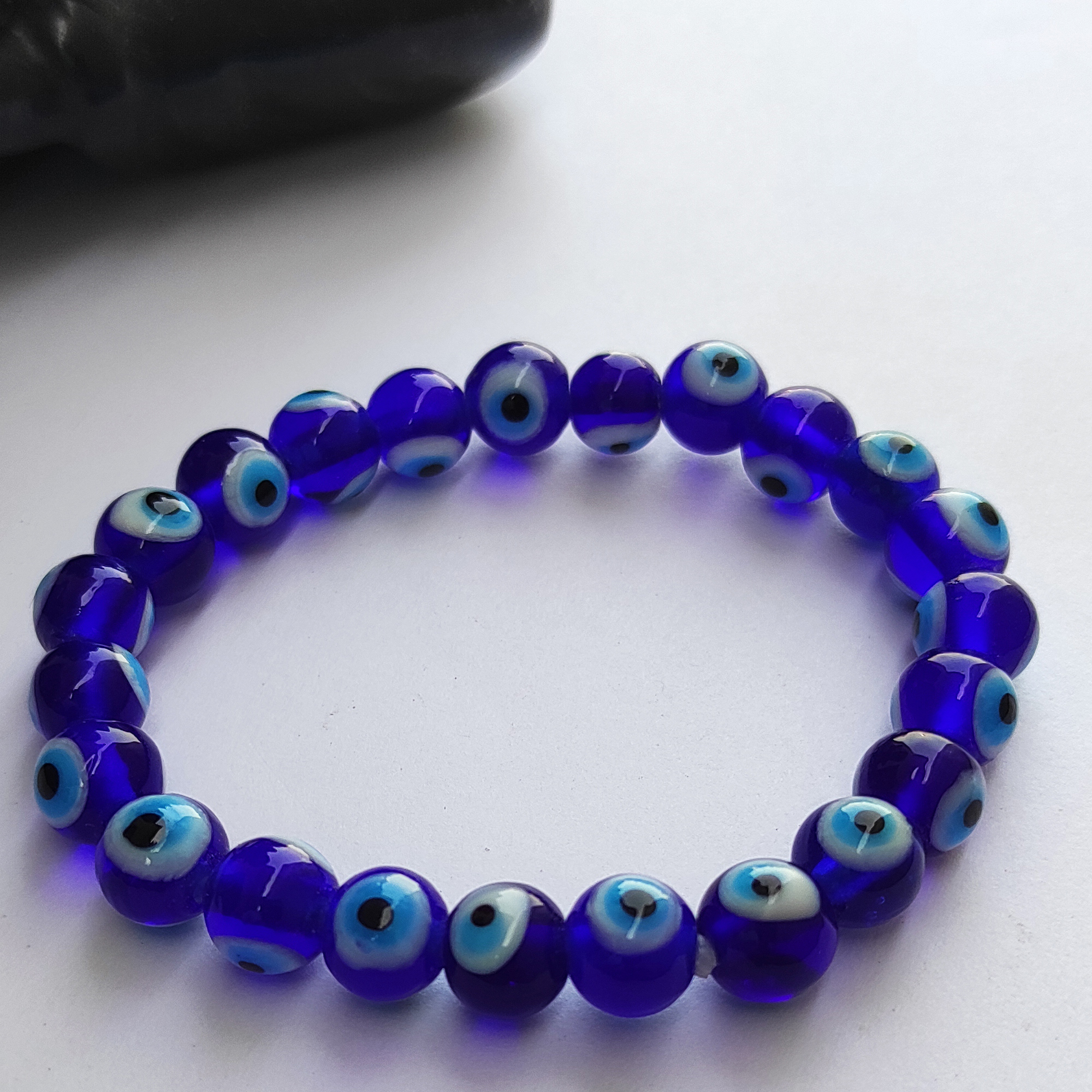 Evil Eye Bracelet 8mm Blue Dainty Jewelry Evil Eye Bracelet 8mm Blue Dainty Jewelry - Image 3